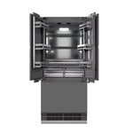 ZLINE 36 in. 19.6 cu. ft. Panel Ready French Door Built-In Bottom Freezer Refrigerator with Water Dispenser and Ice Maker with Graphite Gray Interior, Open Box-Good Condition