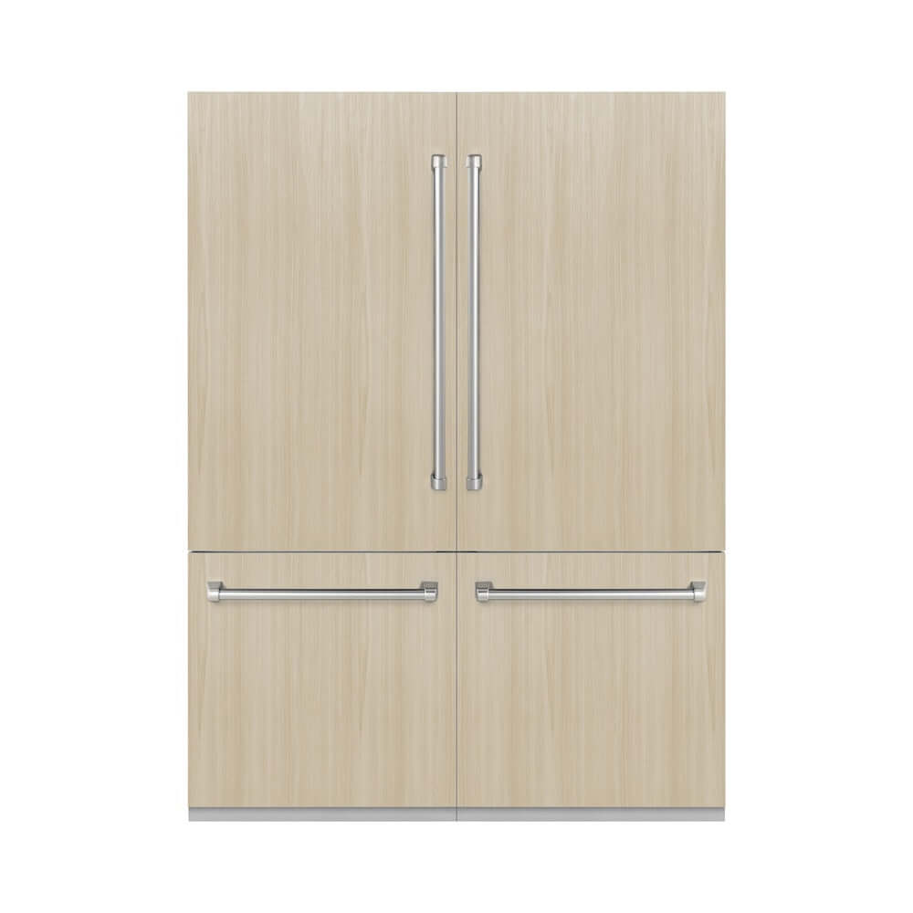 ZLINE 60 in. 32.2 cu. ft. Panel Ready French Door Built-In Bottom Freezer Refrigerator with Water Dispensers and Ice Makers with Graphite Gray Interior (GRBIV-60)