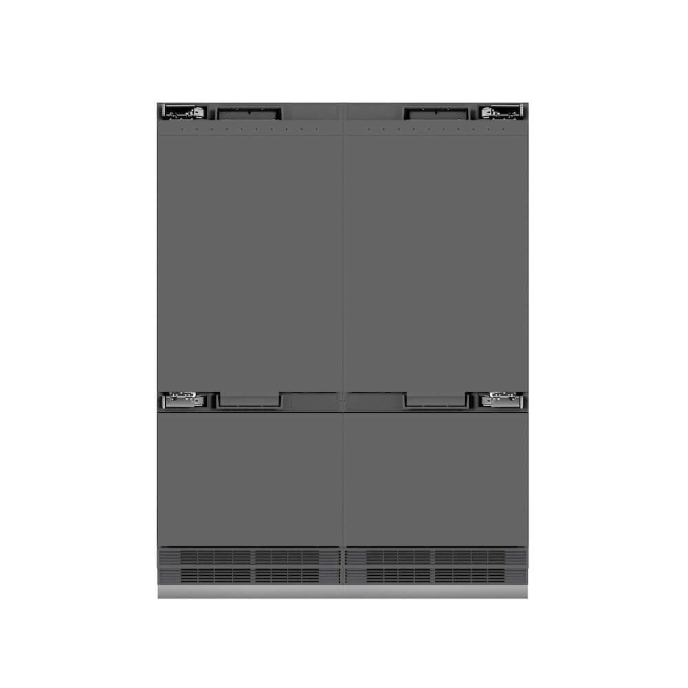 ZLINE Autograph Edition 60 in. 32.2 cu. ft. Panel Ready French Door Built-In Bottom Freezer Refrigerator with Water Dispenser and Ice Maker with Graphite Gray Interior and Polished Gold Accents (GRBIVZ-60-G)