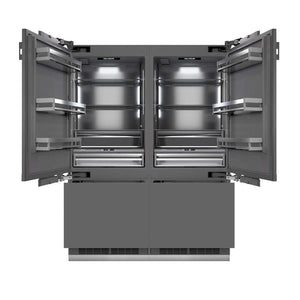 ZLINE Autograph Edition 60 in. 32.2 cu. ft. Panel Ready French Door Built-In Bottom Freezer Refrigerator with Water Dispenser and Ice Maker with Graphite Gray Interior and Matte Black Accents (GRBIVZ-60-MB) main image.