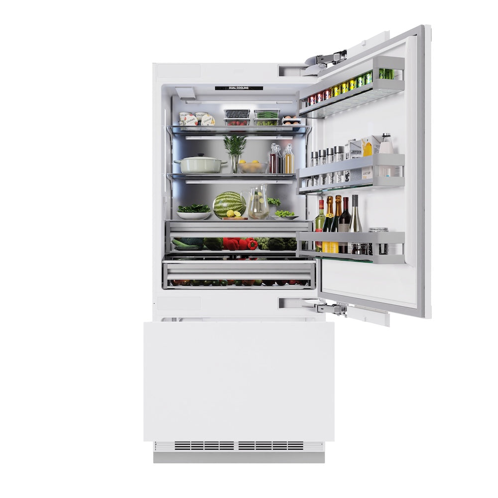ZLINE 36 in. 19.8 cu. ft. Panel Ready Built-In Bottom Freezer Refrigerator with Water Dispenser and Ice Maker, Open Box-Good Condition