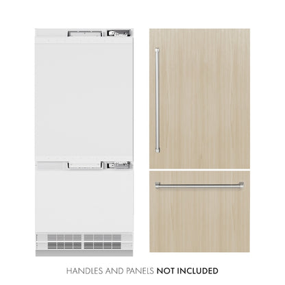 ZLINE 36 in. 19.8 cu. ft. Panel Ready Built-In Bottom Freezer Refrigerator with Water Dispenser and Ice Maker, Open Box-Good Condition