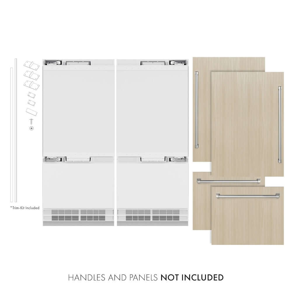 ZLINE 72 in. 39.6 cu. ft. Panel Ready French Door Built-In Bottom Freezer Refrigerator with Water Dispensers and Ice Makers (RBIT-72) main image.