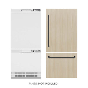 ZLINE Autograph Edition 36 in. 19.8 cu. ft. Panel Ready Built-In Bottom Freezer Refrigerator with Water Dispenser and Ice Maker with Matte Black Accents (RBITZ-36-MB) main image.