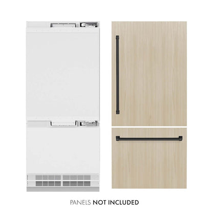 ZLINE Autograph Edition 36 in. 19.8 cu. ft. Panel Ready Built-In Bottom Freezer Refrigerator with Water Dispenser and Ice Maker with Matte Black Accents (RBITZ-36-MB)