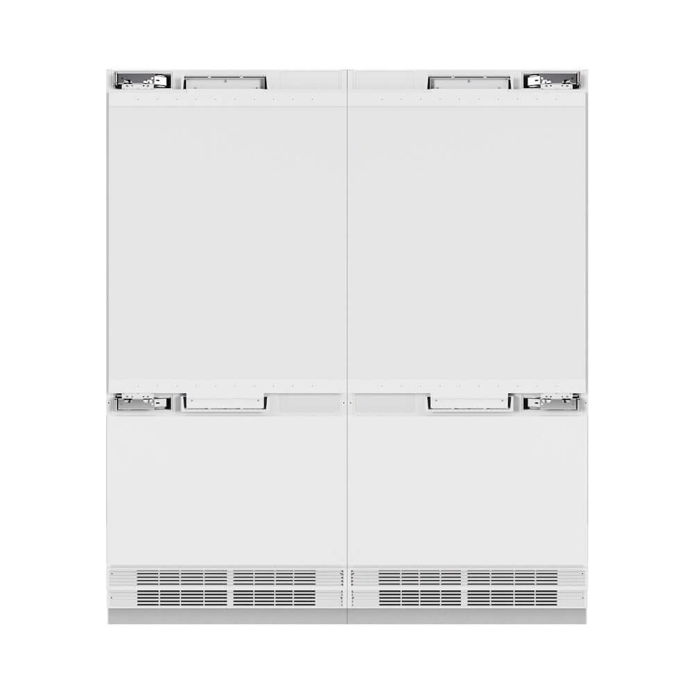 ZLINE Autograph Edition 72 in. 39.6 cu. ft. Panel Ready French Door Built-In Bottom Freezer Refrigerator with Water Dispensers and Ice Makers and Polished Gold Accents (RBITZ-72-G)