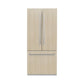 ZLINE 36 in. 19.6 cu. ft. Panel Ready French Door Built-In Bottom Freezer Refrigerator with Water Dispenser and Ice Maker (RBIV-36) front, with custom panels, closed.