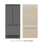 ZLINE 36 in. 19.6 cu. ft. Panel Ready French Door Built-In Bottom Freezer Refrigerator with Water Dispenser and Ice Maker with Stainless Steel Interior, Open Box-Good Condition
