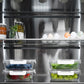ZLINE Autograph Edition 36 in. 19.6 cu. ft. Panel Ready French Door Built-In Bottom Freezer Refrigerator with Water Dispenser and Ice Maker with Stainless Steel Interior and Matte Black Accents (SRBIVZ-36-MB) food inside refrigeration compartment.