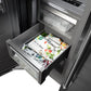 ZLINE 24 in. 12.4 cu. ft. Column Freezer in Satin Stainless Steel with Graphite Gray Interior (RCFV-SN-24) food inside drawers.