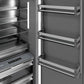 ZLINE 18 in. 8.6 cu. ft. Right Hinge Column Freezer in Satin Stainless Steel with Graphite Gray Interior (RCFVR-SN-18) door open detail.