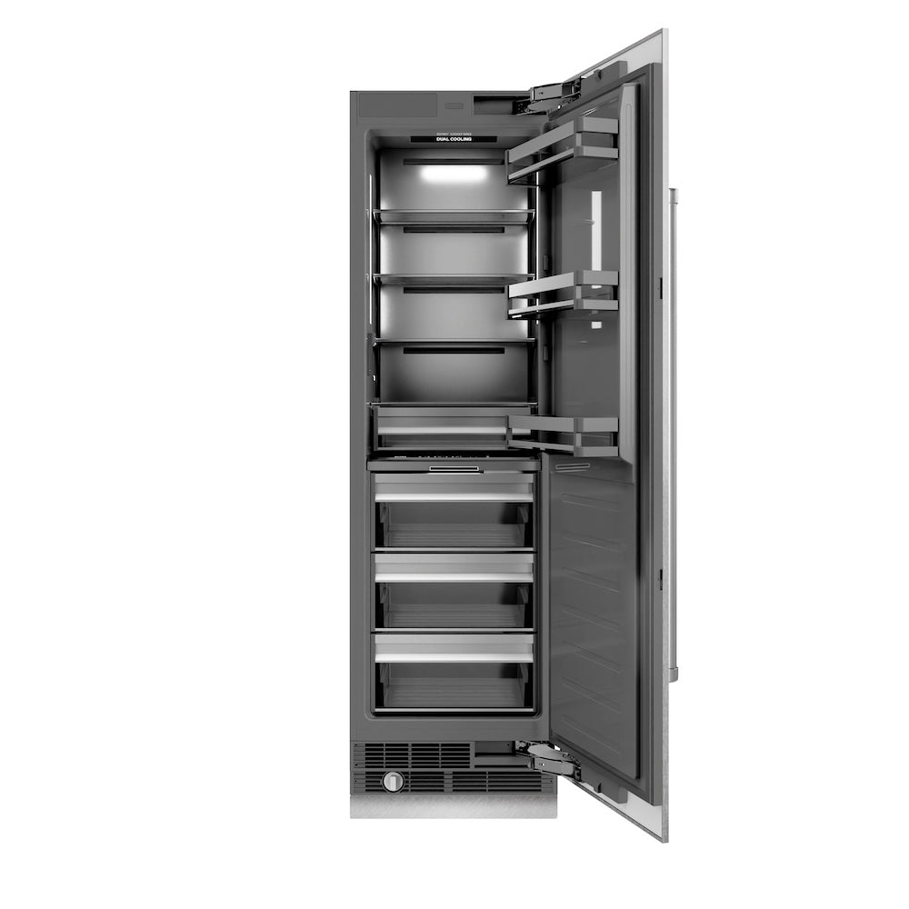 ZLINE 24 in. 12.5 cu. ft. Column Refrigerator in Satin Stainless Steel with Graphite Gray Interior (RCRV-SN-24)