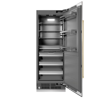 ZLINE Autograph Edition 30 in. 16.7 cu. ft. Column Refrigerator in Satin Stainless Steel with Graphite Gray Interior and Champagne Bronze Accents (RCRVZ-SN-30-CB)