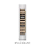 ZLINE Autograph Edition 18 in. 9.0 cu. ft. Triple Zone 68 Bottle Left Hinge Column Wine Cooler in Satin Stainless Steel with Champagne Bronze Accents (RCWVLZ-SN-18-CB)