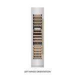 ZLINE Autograph Edition 18 in. 9.0 cu. ft. Triple Zone 68 Bottle Left Hinge Column Wine Cooler in Satin Stainless Steel with Polished Gold Accents (RCWVLZ-SN-18-G)
