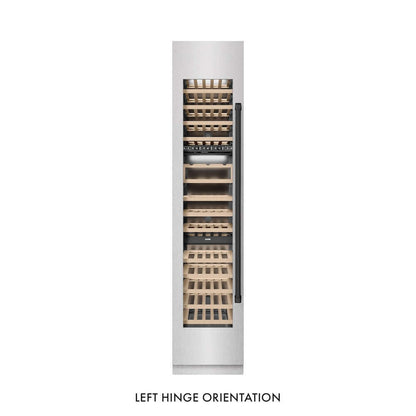 ZLINE Autograph Edition 18 in. 9.0 cu. ft. Triple Zone 68 Bottle Left Hinge Column Wine Cooler in Satin Stainless Steel with Matte Black Accents (RCWVLZ-SN-18-MB)
