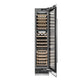 ZLINE 18 in. 9.0 cu. ft. Triple Zone 68 Bottle Right Hinge Column Wine Cooler in Satin Stainless Steel (RCWVR-SN-18) front, open.