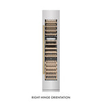 ZLINE Autograph Edition 18 in. 9.0 cu. ft. Triple Zone 68 Bottle Right Hinge Column Wine Cooler in Satin Stainless Steel with Polished Gold Accents (RCWVRZ-SN-18-G)