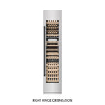 ZLINE Autograph Edition 18 in. 9.0 cu. ft. Triple Zone 68 Bottle Right Hinge Column Wine Cooler in Satin Stainless Steel with Matte Black Accents (RCWVRZ-SN-18-MB)