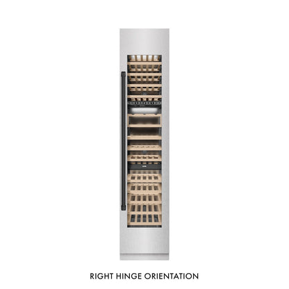 ZLINE Autograph Edition 18 in. 9.0 cu. ft. Triple Zone 68 Bottle Right Hinge Column Wine Cooler in Satin Stainless Steel with Matte Black Accents (RCWVRZ-SN-18-MB)
