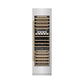 ZLINE Autograph Edition 24 in. 12.4 cu. ft. Triple Zone 100 Bottle Column Wine Cooler in Satin Stainless Steel and Champagne Bronze Accents (RCWVZ-SN-24-CB) front, closed.