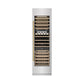 ZLINE Autograph Edition 24 in. 12.4 cu. ft. Triple Zone 100 Bottle Column Wine Cooler in Satin Stainless Steel and Polished Gold Accents (RCWVZ-SN-24-G) front, closed.