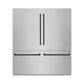 ZLINE Autograph Edition 72 in. 39.6 cu. ft. French Door Built-In Bottom Freezer Refrigerator with Water Dispensers and Ice Makers in Satin Stainless Steel with Graphite Gray Interior and Matte Black Accents (GRBITZ-SN-72-MB) front, closed.