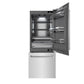 ZLINE 30 in. 16.1 cu. ft. Built-In Bottom Freezer Refrigerator with Water Dispenser and Ice Maker in Satin Stainless Steel with Graphite Gray Interior (GRBIV-SN-30) front, refrigeration compartment and bottom freezer open.