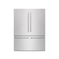 ZLINE 60 in. 32.2 cu. ft. French Door Built-In Bottom Freezer Refrigerator with Water Dispensers and Ice Makers in Satin Stainless Steel with Graphite Gray Interior (GRBIV-SN-60) front, closed.