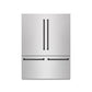 ZLINE Autograph Edition 60 in. 32.2 cu. ft. French Door Built-In Bottom Freezer Refrigerator with Water Dispenser and Ice Maker in Satin Stainless Steel with Graphite Gray Interior and Matte Black Accents (GRBIVZ-SN-60-MB) front, closed.
