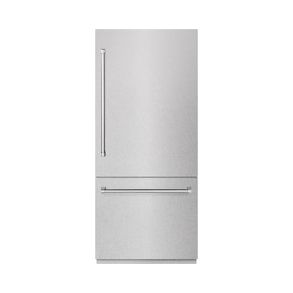 ZLINE 36 in. 19.8 cu. ft. Built-In Bottom Freezer Refrigerator with Water Dispenser and Ice Maker in Satin Stainless Steel (RBIT-SN-36)