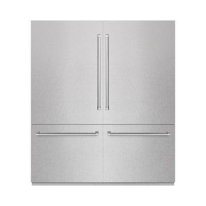 ZLINE 72 in. 39.6 cu. ft. French Door Built-In Bottom Freezer Refrigerator with Water Dispensers and Ice Makers in Satin Stainless Steel (RBIT-SN-72)