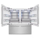 ZLINE 72 in. 39.6 cu. ft. French Door Built-In Bottom Freezer Refrigerator with Water Dispensers and Ice Makers in Satin Stainless Steel (RBIT-SN-72) front, refrigeration compartment open.