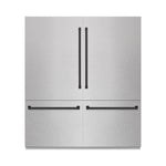 ZLINE Autograph Edition 72 in. 39.6 cu. ft. French Door Built-In Bottom Freezer Refrigerator with Water Dispensers and Ice Makers in Satin Stainless Steel and Matte Black Accents (RBITZ-SN-72-MB)