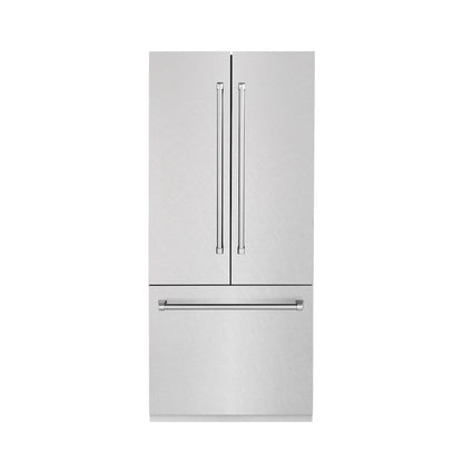 ZLINE 36 in. 19.6 cu. ft. French Door Built-In Bottom Freezer Refrigerator with Water Dispenser and Ice Maker in Satin Stainless Steel (RBIV-SN-36)