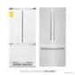 ZLINE 36 in. 19.6 cu. ft. French Door Built-In Bottom Freezer Refrigerator with Water Dispenser and Ice Maker in Satin Stainless Steel (RBIV-SN-36) refrigeration unit next to handles and panels.