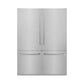 ZLINE 60 in. 32.2 cu. ft. French Door Built-In Bottom Freezer Refrigerator with Water Dispensers and Ice Makers in Satin Stainless Steel (RBIV-SN-60) front, closed.