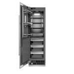 ZLINE 24 in. 12.4 cu. ft. Column Freezer in Stainless Steel with Graphite Gray Interior (RCFV-304-24) front, open.