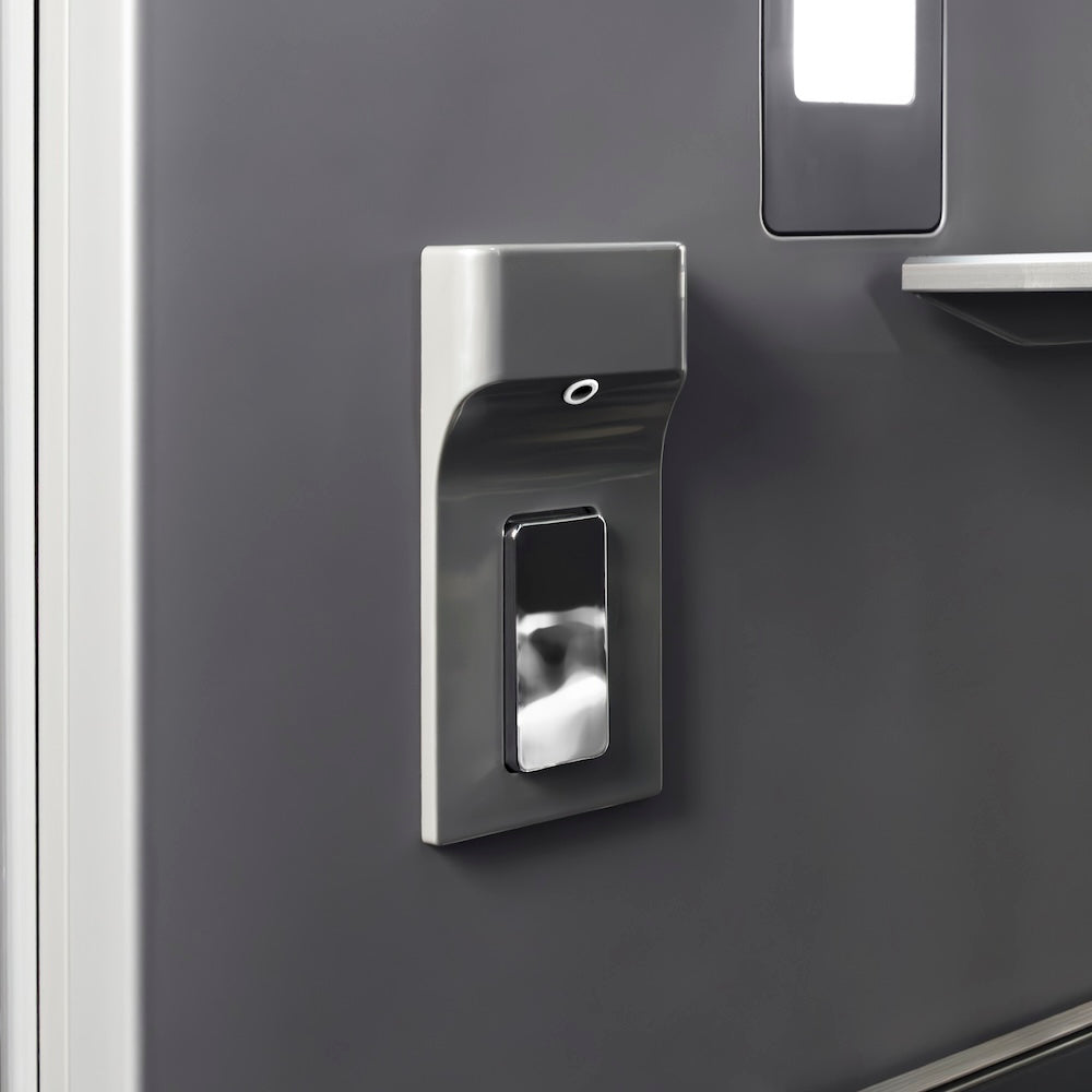 ZLINE 24 in. 12.5 cu. ft. Column Refrigerator in Stainless Steel with Graphite Gray Interior (RCRV-304-24) internal water dispenser.