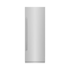 ZLINE 30 in. 16.7 cu. ft. Column Refrigerator in Stainless Steel with Graphite Gray Interior (RCRV-304-30) front, closed.
