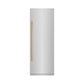 ZLINE Autograph Edition 30 in. 16.7 cu. ft. Column Refrigerator in Stainless Steel with Graphite Gray Interior and Polished Gold Accents (RCRVZ-30430-G) front, closed.