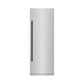 ZLINE Autograph Edition 30 in. 16.7 cu. ft. Column Refrigerator in Stainless Steel with Graphite Gray Interior and Matte Black Accents (RCRVZ-30430-MB) front, closed.