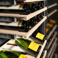ZLINE 24 in. 12.4 cu. ft. Triple Zone 100 Bottle Column Wine Cooler in Stainless Steel (RCWV-304-24) wine on racks.
