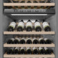 ZLINE 24 in. 12.4 cu. ft. Triple Zone 100 Bottle Column Wine Cooler in Stainless Steel (RCWV-304-24) internal storage racks and controls.