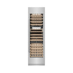 ZLINE 24 in. 12.4 cu. ft. Triple Zone 100 Bottle Column Wine Cooler in Stainless Steel (RCWV-304-24) front, closed.