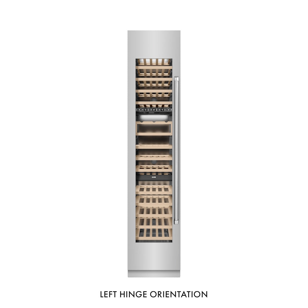 ZLINE 18 in. 9.0 cu. ft. Triple Zone 68 Bottle Left Hinge Column Wine Cooler in Stainless Steel (RCWVL-304-18) main image.