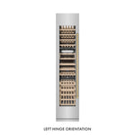 ZLINE Autograph Edition 18 in. 9.0 cu. ft. Triple Zone 68 Bottle Left Hinge Column Wine Cooler in Stainless Steel with Champagne Bronze Accents (RCWVLZ-30418-CB) front, closed.