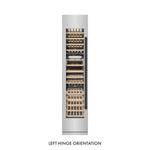 ZLINE Autograph Edition 18 in. 9.0 cu. ft. Triple Zone 68 Bottle Left Hinge Column Wine Cooler in Stainless Steel with Matte Black Accents (RCWVLZ-30418-MB) front, closed.