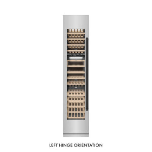 ZLINE Autograph Edition 18 in. 9.0 cu. ft. Triple Zone 68 Bottle Left Hinge Column Wine Cooler in Stainless Steel with Matte Black Accents (RCWVLZ-30418-MB) main image.