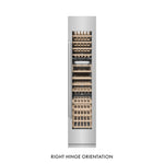 ZLINE 18 in. 9.0 cu. ft. Triple Zone 68 Bottle Right Hinge Column Wine Cooler in Stainless Steel (RCWVR-304-18) front, closed.